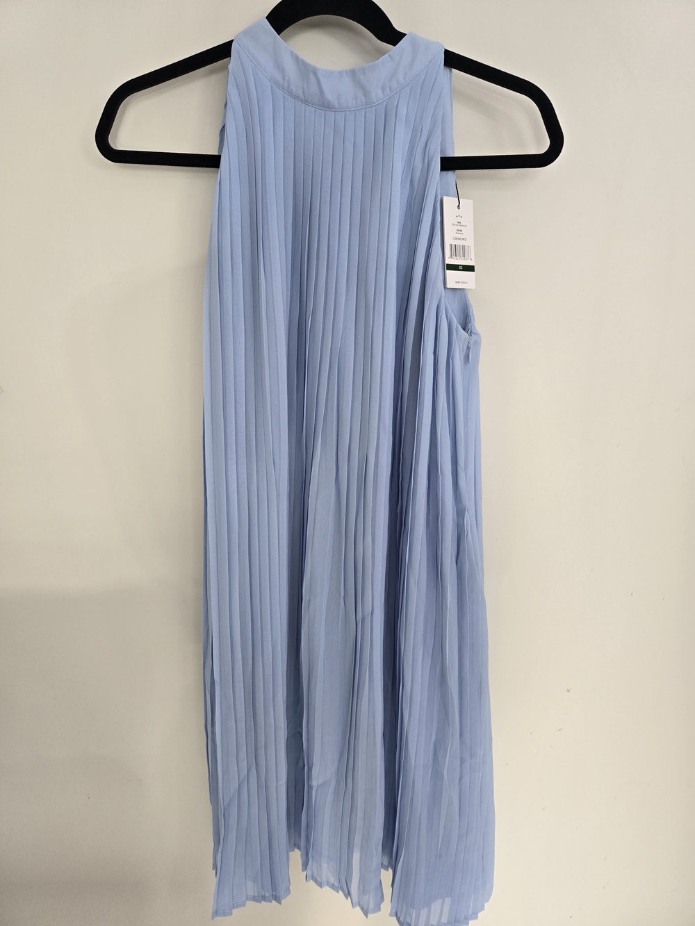 Hermoza Corinne Pleated Halter Mini Dress - Light Blue XS
